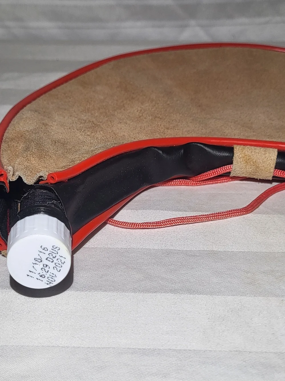 Coleman Vintage Tan Suede Water Bottle Canteen with Red Cord